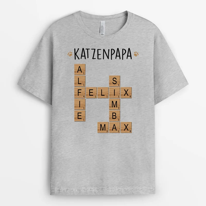 Katzenmama/Katzenpapa Kreuzworträtsel - Personalisiertes Geschenk | T-Shirt für Katzenliebhaber