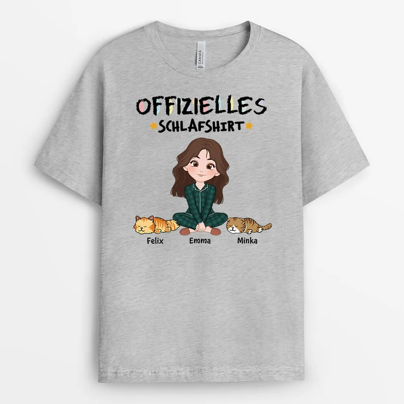 Offizielles Schlafshirt - Personalisiertes Geschenk | T-Shirt für Katzenliebhaber