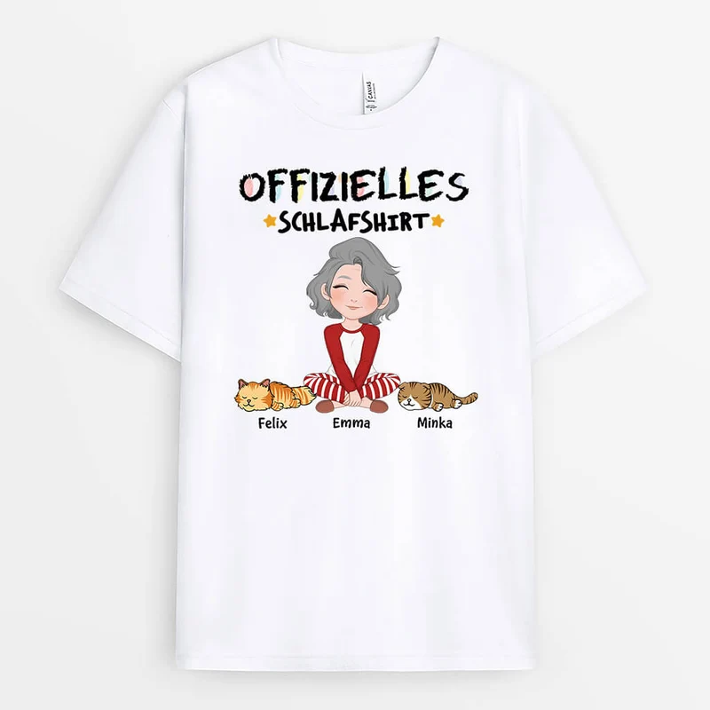 Offizielles Schlafshirt - Personalisiertes Geschenk | T-Shirt für Katzenliebhaber