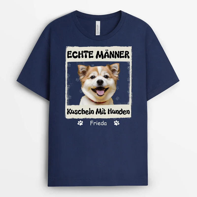 Echte Männer Kuscheln Mit Katzen - Personalisiertes Geschenk | T-Shirt für Katzenliebhaber