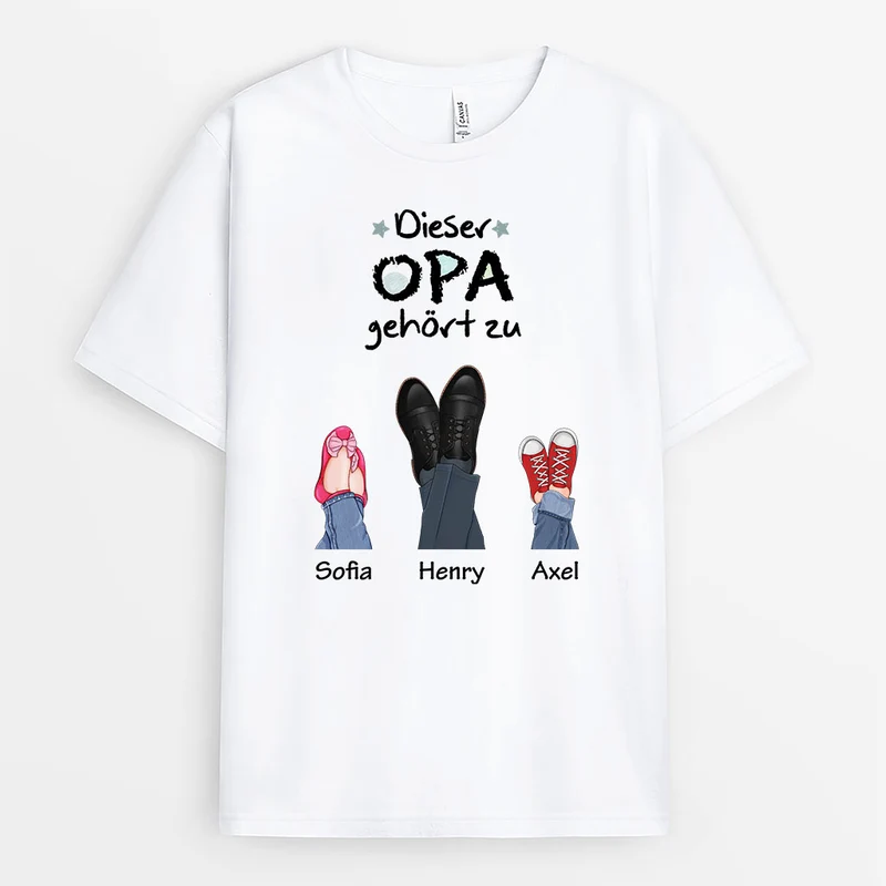 Dieser Opa/Papa Gehört Zu - Personalisiertes Geschenk | T-Shirt für Männer
