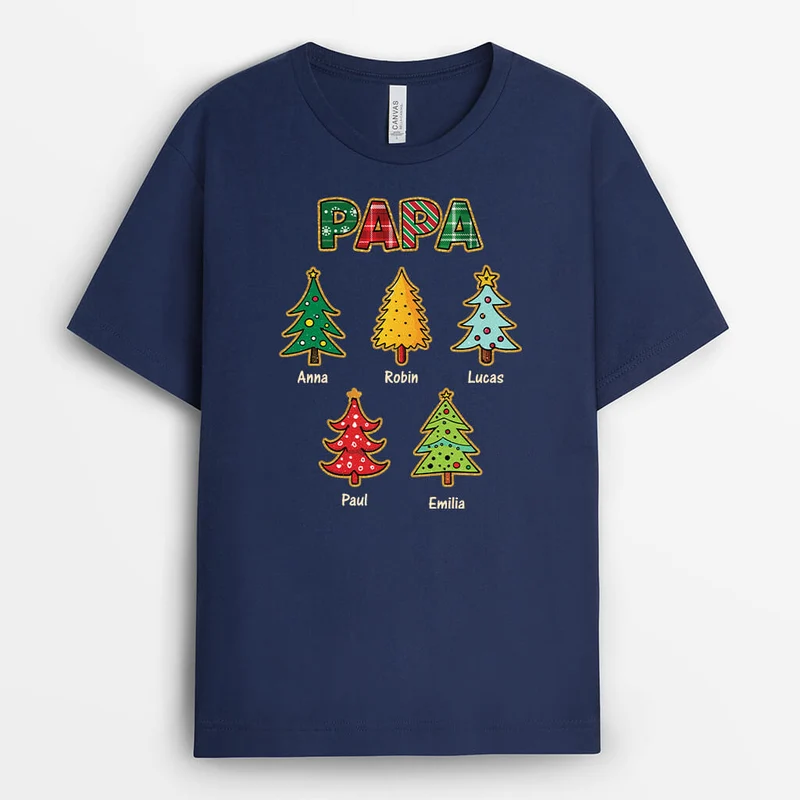Opa Weihnachtsbaum mit Glitzer - Personalisiertes Geschenk | T-Shirt für Opas zu Weihnachten