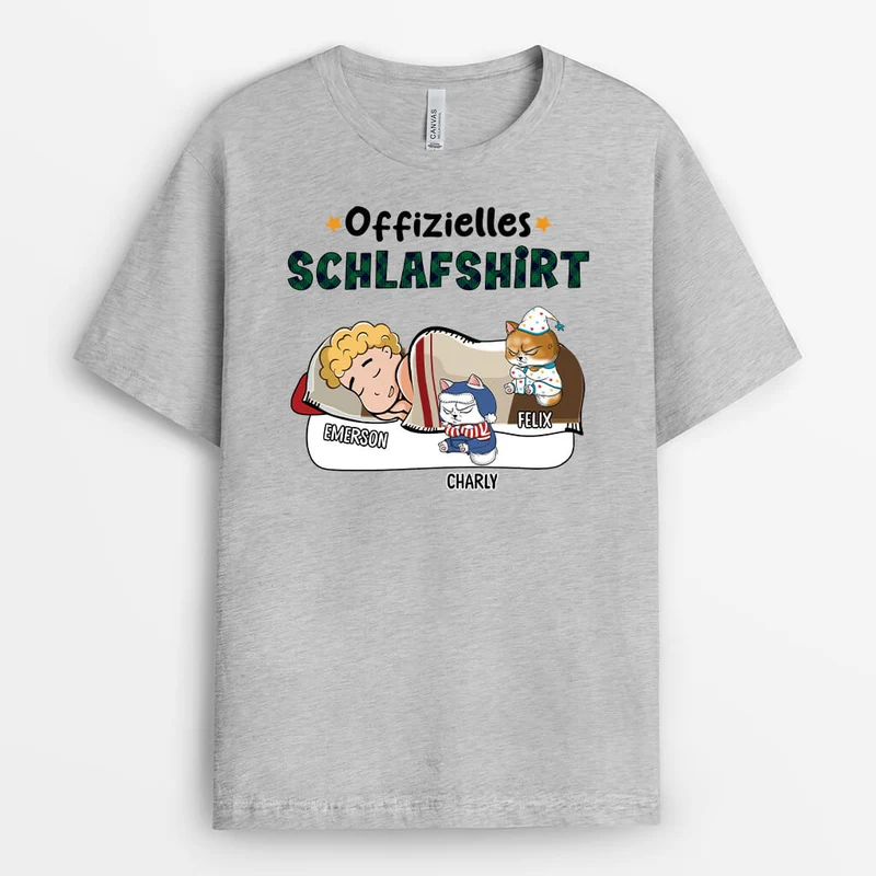 Offizielles Schlafshirt - Personalisiertes Geschenk | T-Shirt für Katzenliebhaber