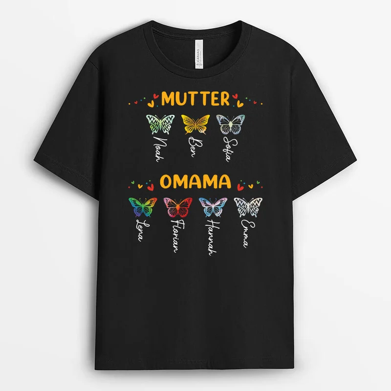 Mama/Oma Schmetterlinge - Personalisiertes Geschenk | T-Shirt für Damen