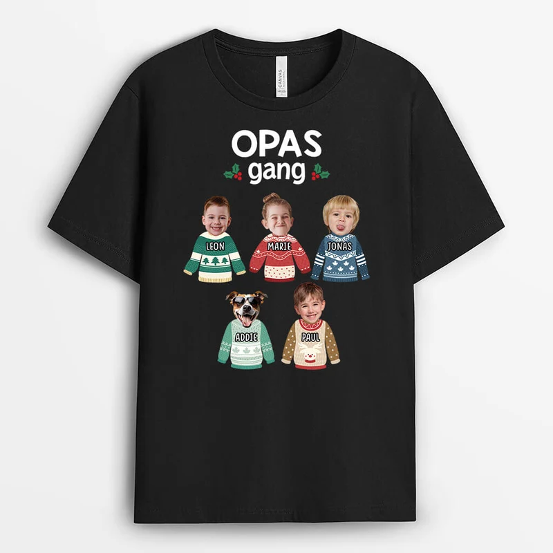 Opas Bande - Personalisiertes Geschenk | T-Shirt mit Gesicht für Opas zu Weihnachten