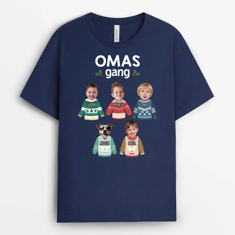 Opas Bande - Personalisiertes Geschenk | T-Shirt mit Gesicht für Opas zu Weihnachten