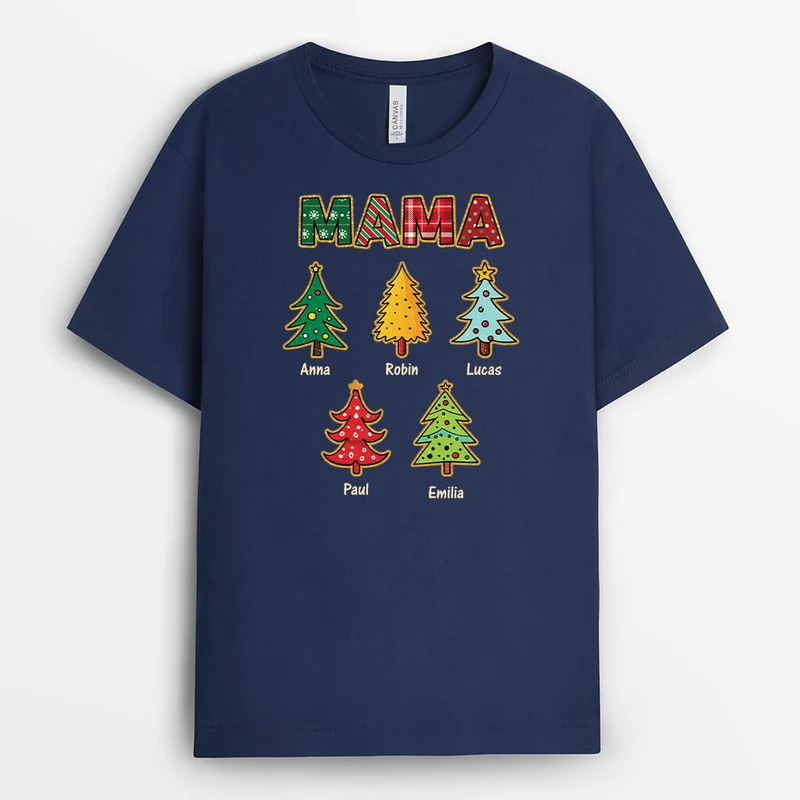 Oma Weihnachtsbaum mit Glitzer - Personalisiertes Geschenk | T-Shirt für Omas zu Weihnachten