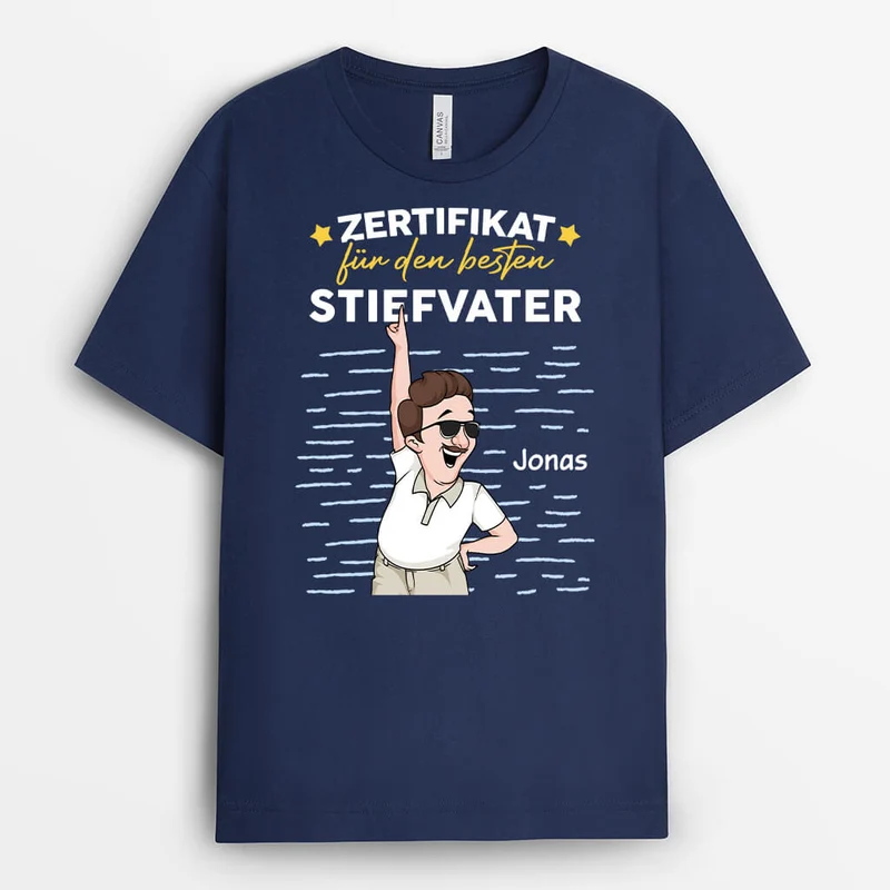 Zertifikat FürDen Besten Stiefvater - Personalisiertes Geschenk | T-Shirt für Stiefväter