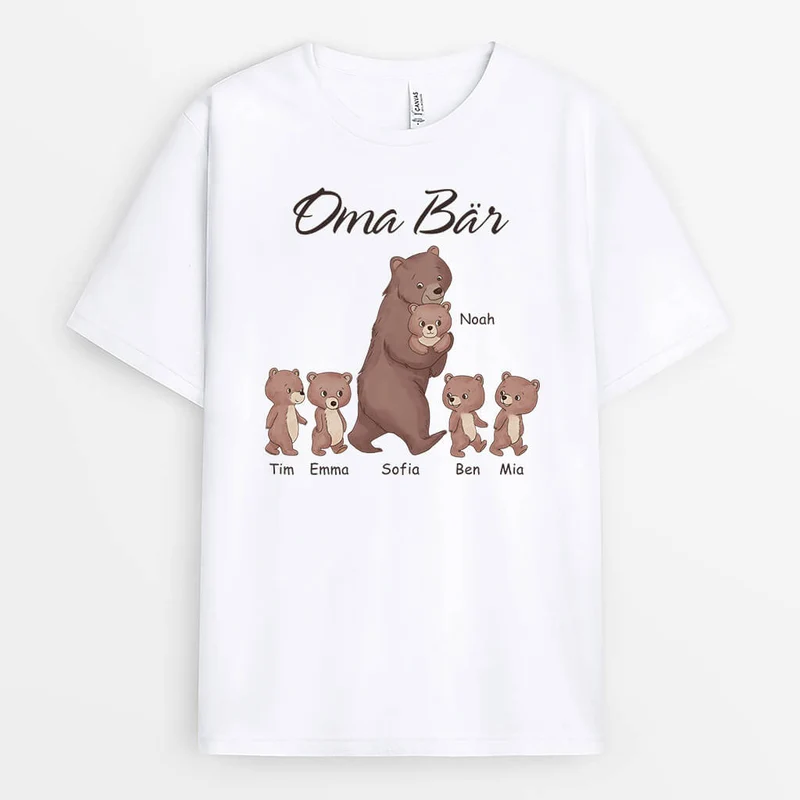 Mama Oma Bär - Personalisiertes Geschenk | Weißes T-Shirt für Frauen