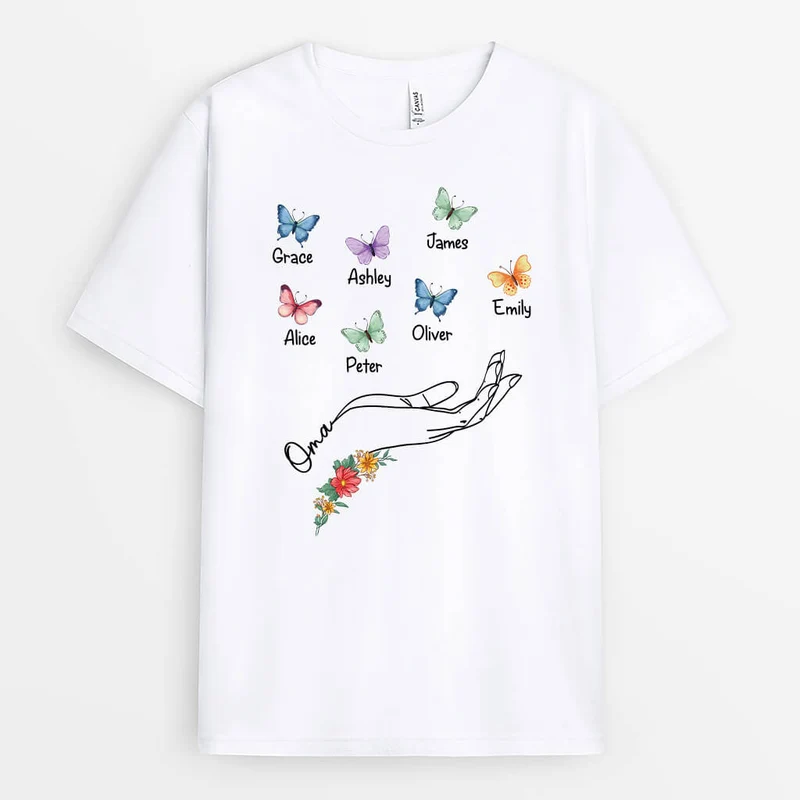Mama Und Schmetterlinge - Personalisiertes Geschenk | T-Shirt für Mamas
