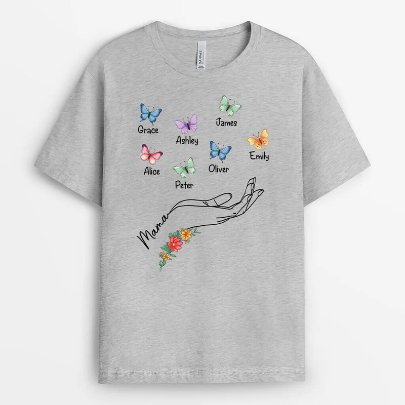 Mama Und Schmetterlinge - Personalisiertes Geschenk | T-Shirt für Mamas