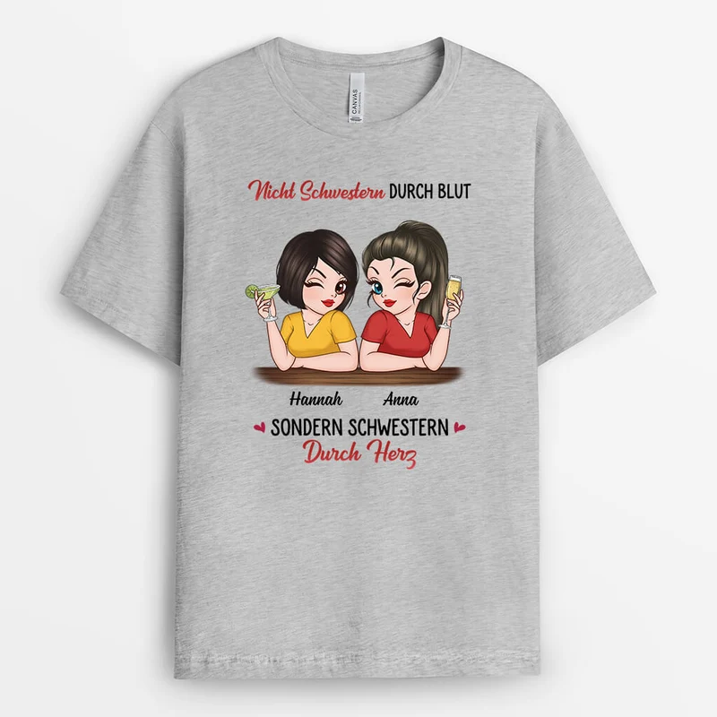 Nicht Schwestern Durch Blut Sondern Schwestern Durch Herz - Personalisiertes Geschenk | T-Shirt für Schwestern