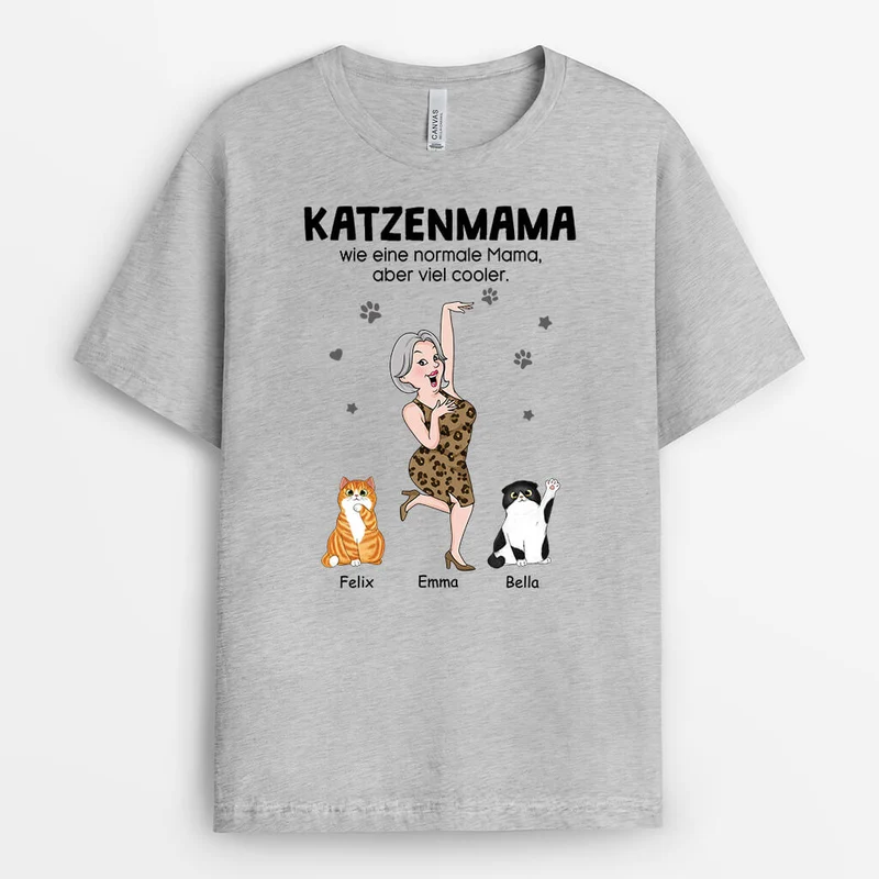 Katzenpapa Wie Ein Normaler Papa Nur Cooler - Personalisiertes Geschenk | T-Shirt für Katzenliebhaber