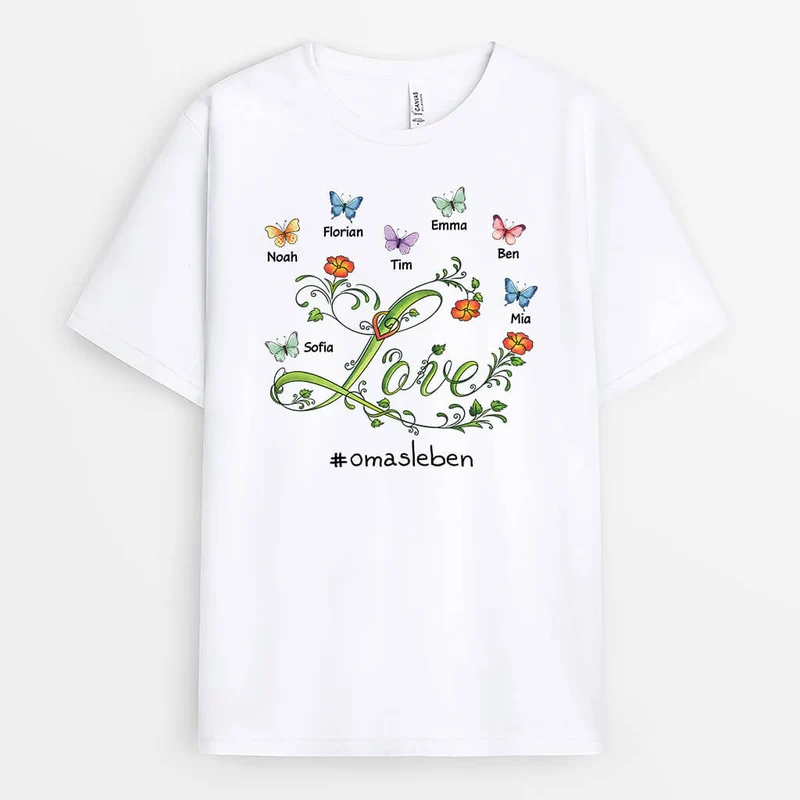 Liebe Blumen Tagfalter - Personalisiertes Geschenk | T-shirt für Damen