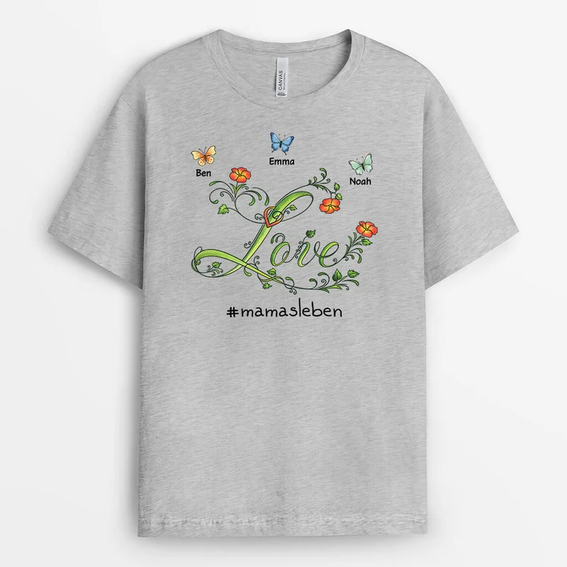 Liebe Blumen Tagfalter - Personalisiertes Geschenk | T-shirt für Damen