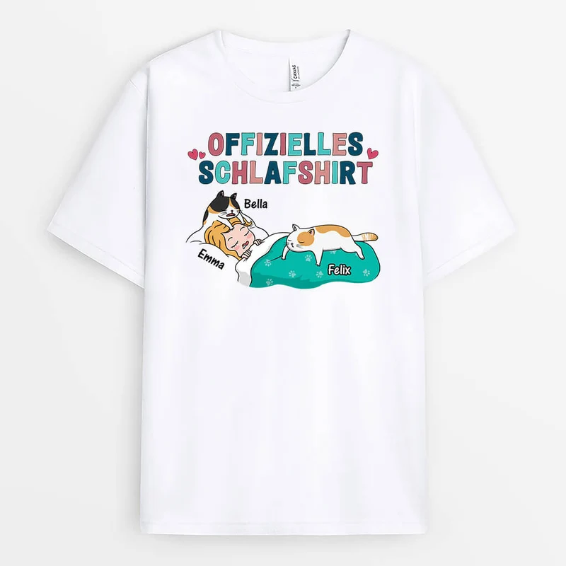 Offizielles Schlafshirt - Personalisiertes Geschenk | T-Shirt für Katzenliebhaber