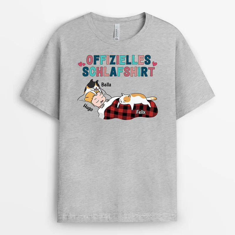 Offizielles Schlafshirt - Personalisiertes Geschenk | T-Shirt für Katzenliebhaber