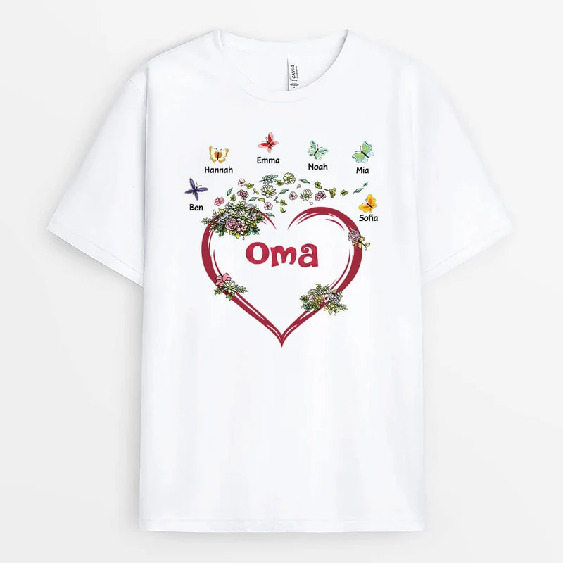 Oma Herz Natur - Personalisiertes Geschenk | T-Shirt für Omas