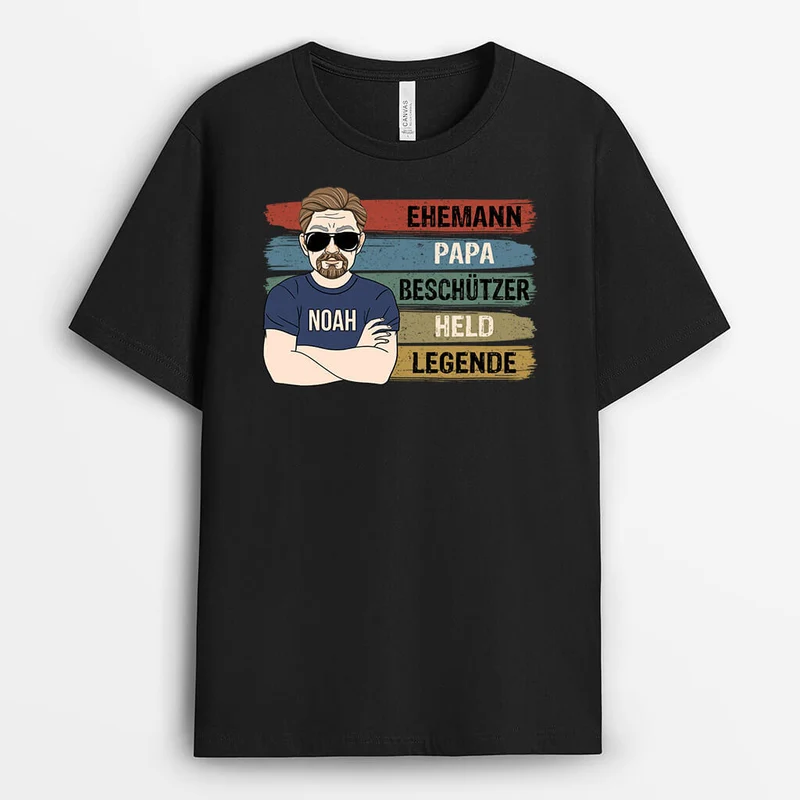 Ehemann Papa Beschützer - Personalisiertes Geschenk | T-shirt für Herren