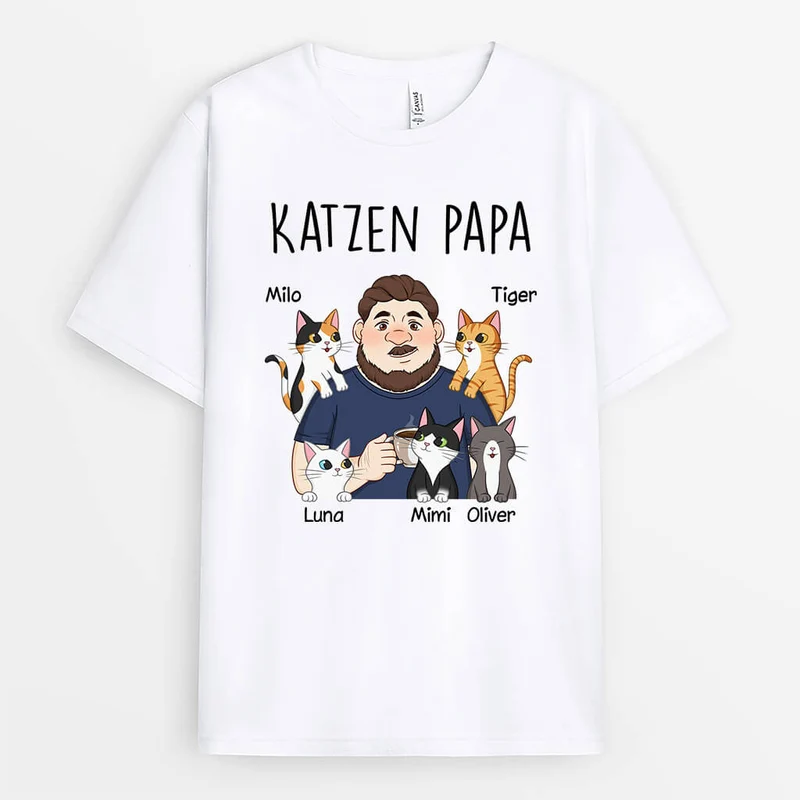 Katzenpapa - Personalisiertes Geschenk | T-Shirt für Katzenliebhaber
