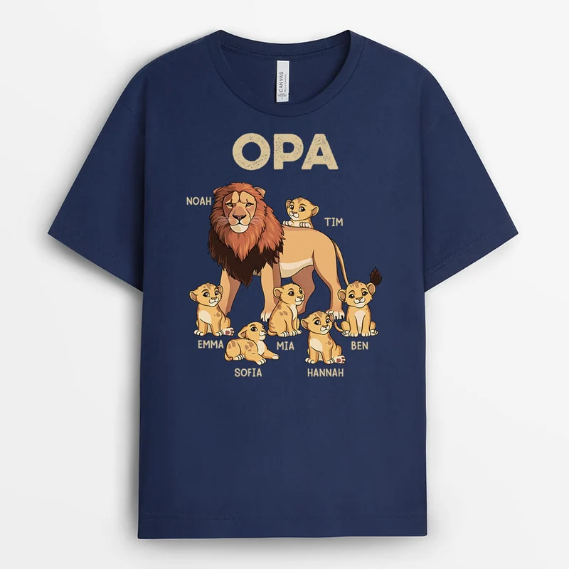 Opa Löwe - Personalisiertes Geschenk | T-Shirt für Opas