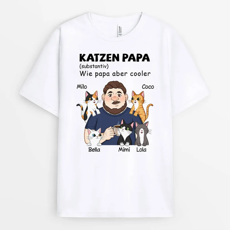 Katzenpapa Definition - Personalisiertes Geschenk | T-Shirt für Katzenliebhaber