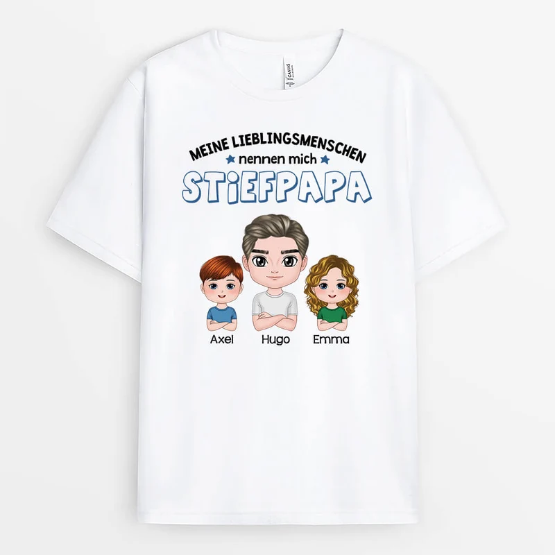 Meine Lieblingsmenschen Nennen Mich Stiefpapa - Personalisiertes Geschenk | T-Shirt für Stiefväter