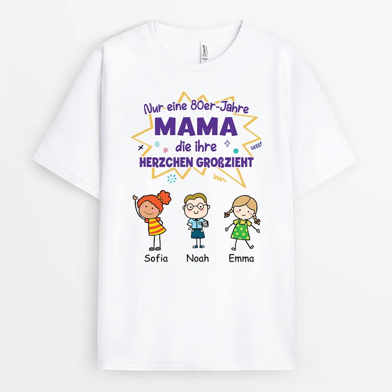 Nur Eine 80er-Jahre-Mutter Die Ihre Herzchen Großzieht - Personalisiertes Geschenk | T-Shirt für Mamas