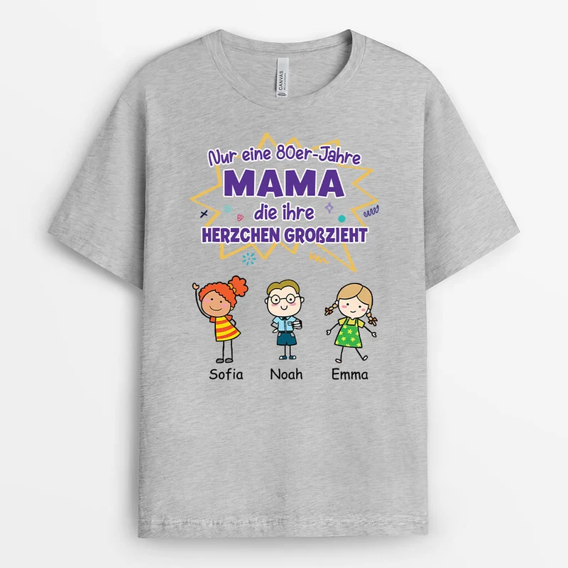 Nur Eine 80er-Jahre-Mutter Die Ihre Herzchen Großzieht - Personalisiertes Geschenk | T-Shirt für Mamas