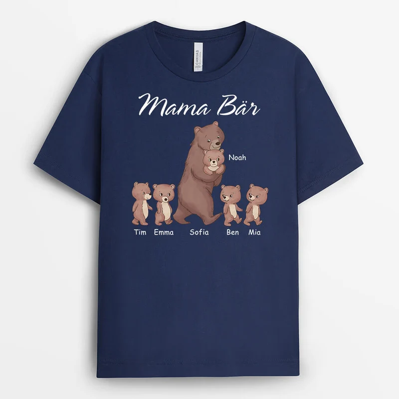 Papa Opa Bär - Personalisiertes Geschenk | Schwarzes T-Shirt für Herren