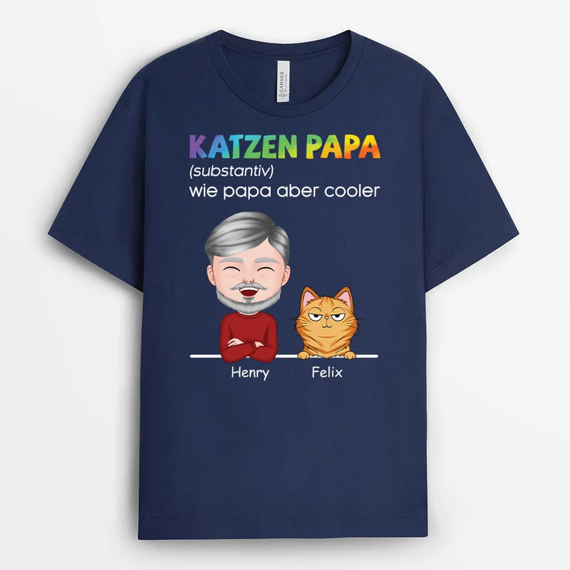 Definition Katzenpapa - Perrsonalisiertes Geschenk | T-Shirt für Katzenliebhaber