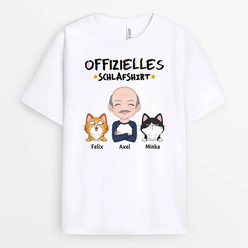 Offizielles Schlafshirt - Personalisiertes Geschenk | T-Shirt für Katzenliebhaber