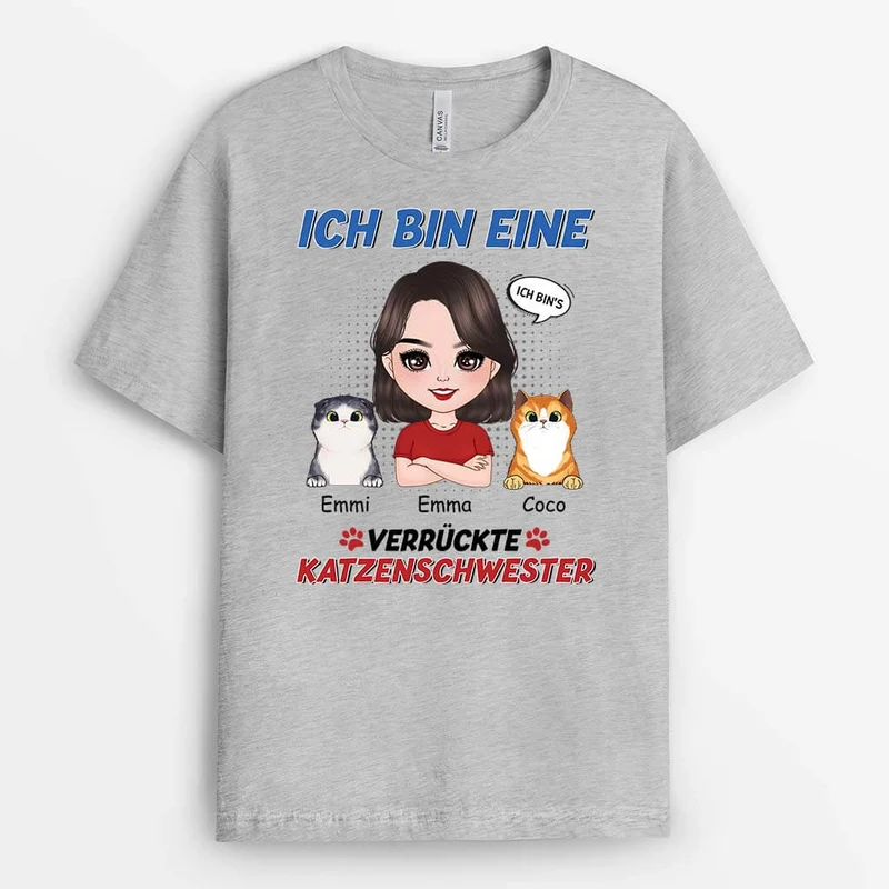 Ich Bin Eine Verrückte Katzenmama - Personalisiertes Geschenk | T-shirt für Katzenliebhaber