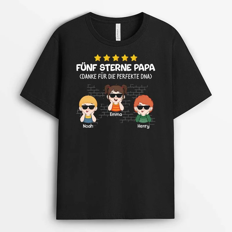 Fünf Sterne Papa Danke Für Die Perfekte DNA - Personalisiertes Geschenk | T-Shirt für Herren