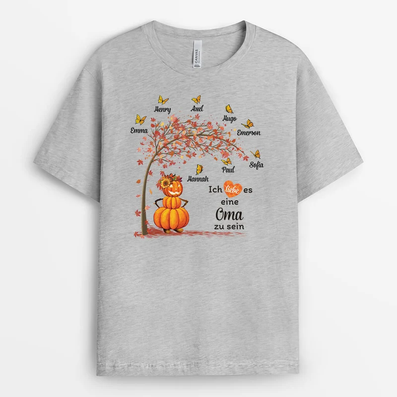 Ich Liebe Es Eine Mama/Oma Zu Sein - Personalisiertes Geschenk | T-Shirt mit Herbstmotiven für Frauen