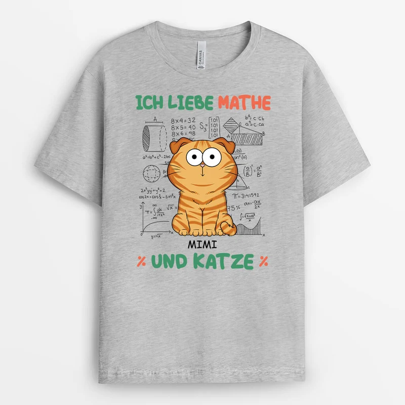 Ich Liebe Mathe Und Katzen - Personalisiertes Geschenk | T-Shirt für Katzenliebhaber