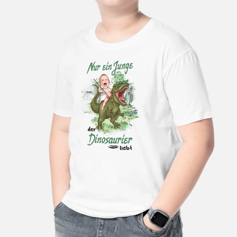 Junge/Mädchen Und Dinosaurier - Perosnalisiertes Geschenk | T-Shirt für Kinder
