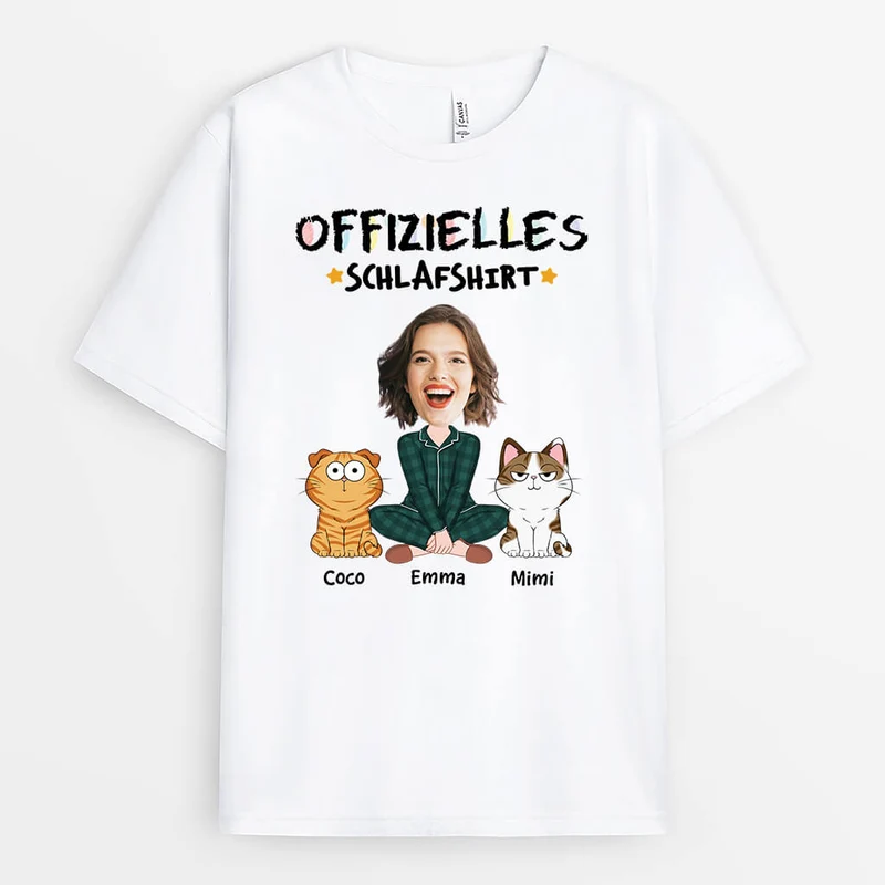 Offizielles Schlafshirt - Personalisiertes Geschenk | T-Shirt für Katzenliebhaber