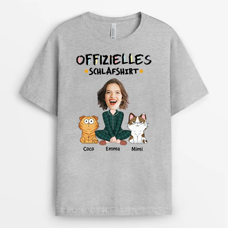 Offizielles Schlafshirt - Personalisiertes Geschenk | T-Shirt für Katzenliebhaber