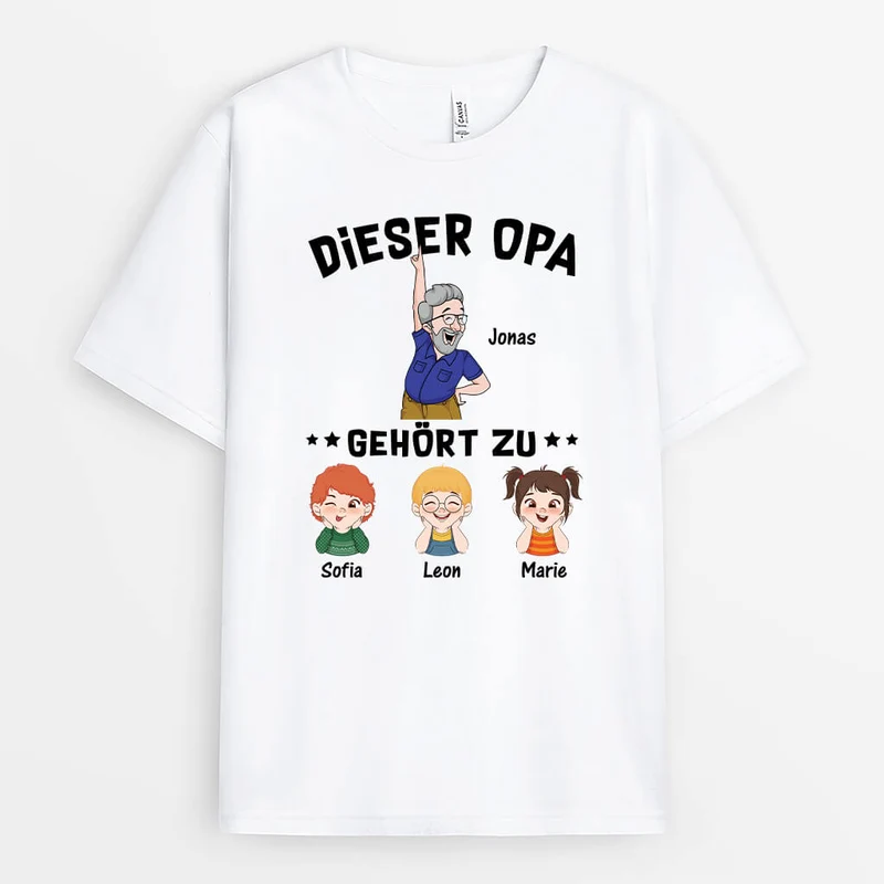 Dieser Opa Gehört Zu - Personalisiertes Geschenk | T-Shirt für Opas
