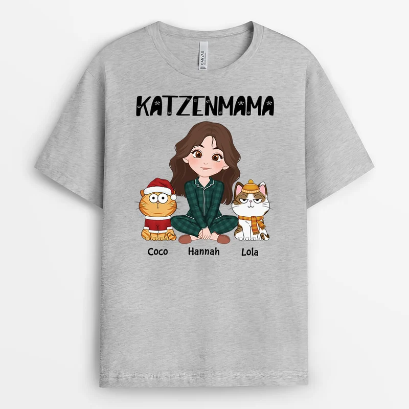 Katzenmama - Personalisiertes Geschenk | T-Shirt für Katzenliebhaber