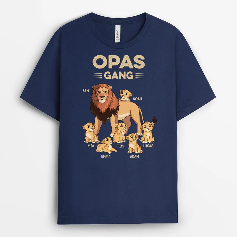 Papas/Opas Löwenbande - Personalisiertes Geschenk | T-shirt für Herren