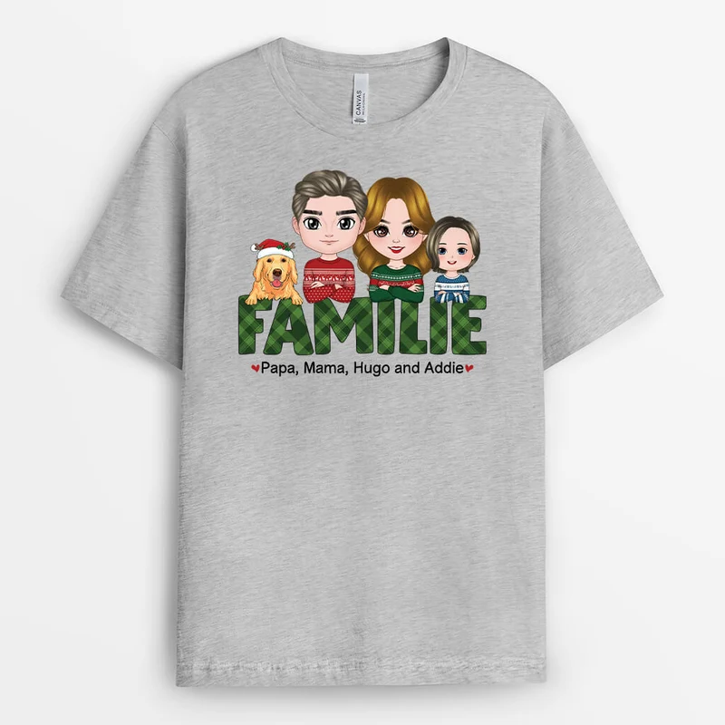 Die Familie Zu Weihnachten - Personalisiertes Geschenk | T-shirt für die Familie