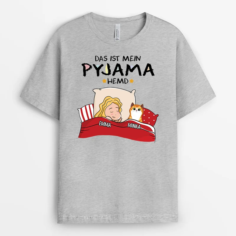 Das Ist Mein Pyjama Hemd Mit Katze - Personalisiertes Geschenk | T-shirt für Katzenliebhaber