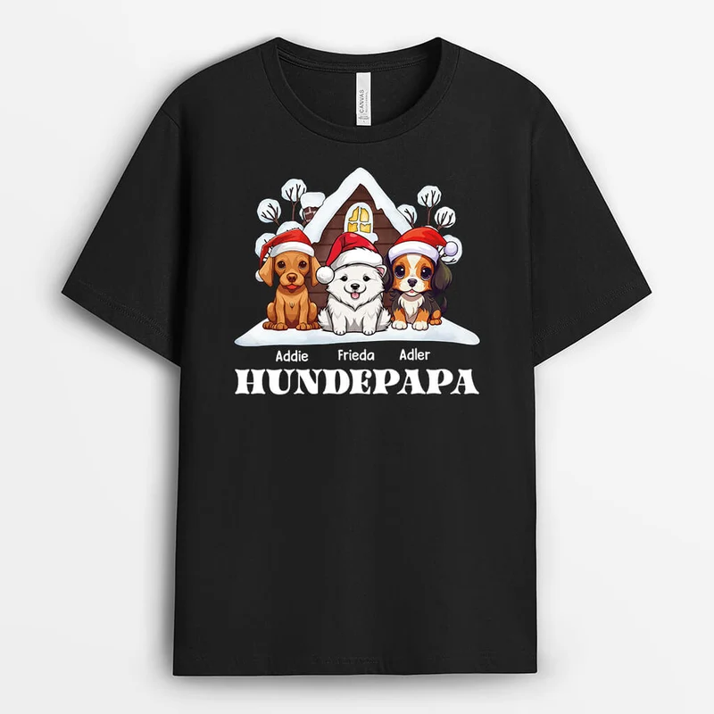 Hundemama Hundepapa Mit Süßen Hunden Zu Weihnachten - Personalisiertes Geschenk | T-shirt für Hundeliebhaber