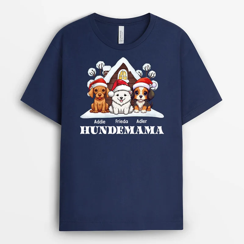 Hundemama Hundepapa Mit Süßen Hunden Zu Weihnachten - Personalisiertes Geschenk | T-shirt für Hundeliebhaber