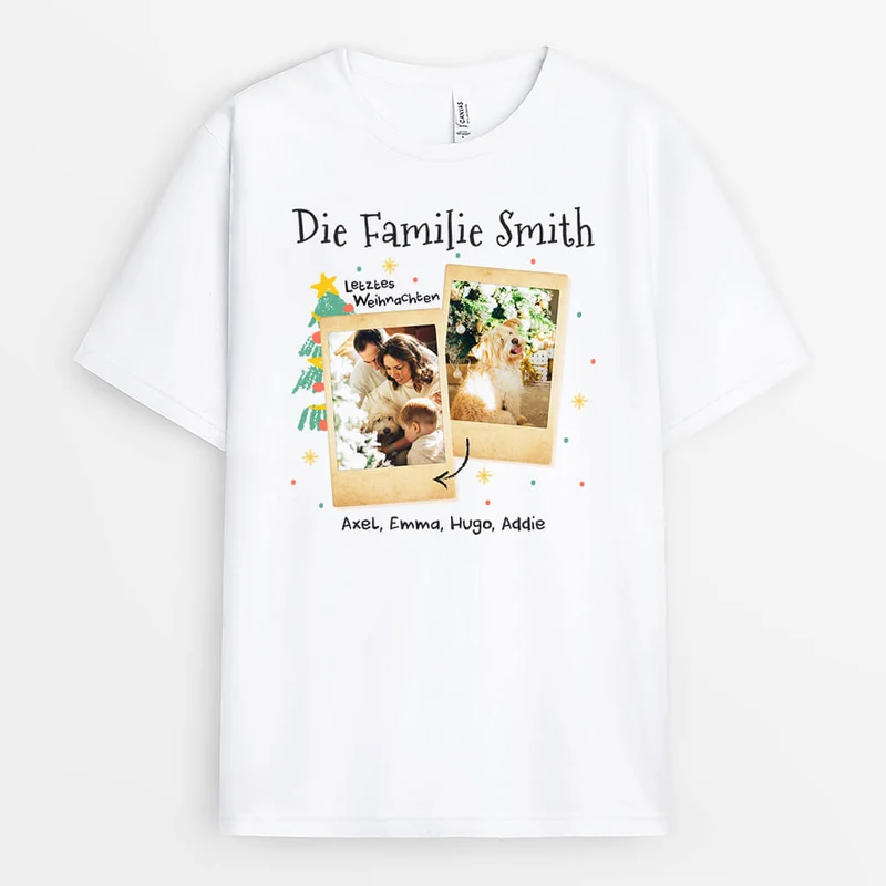 Die Familie Mit Weihnachtsbilder - Personalisiertes Geschenk | T-shirt für die Familie