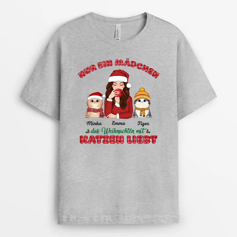 Nur Eine Frau Die Weihnachten Mit Katzen Liebt - Personalisiertes Geschenk | T-shirt für Katzenliebhaber