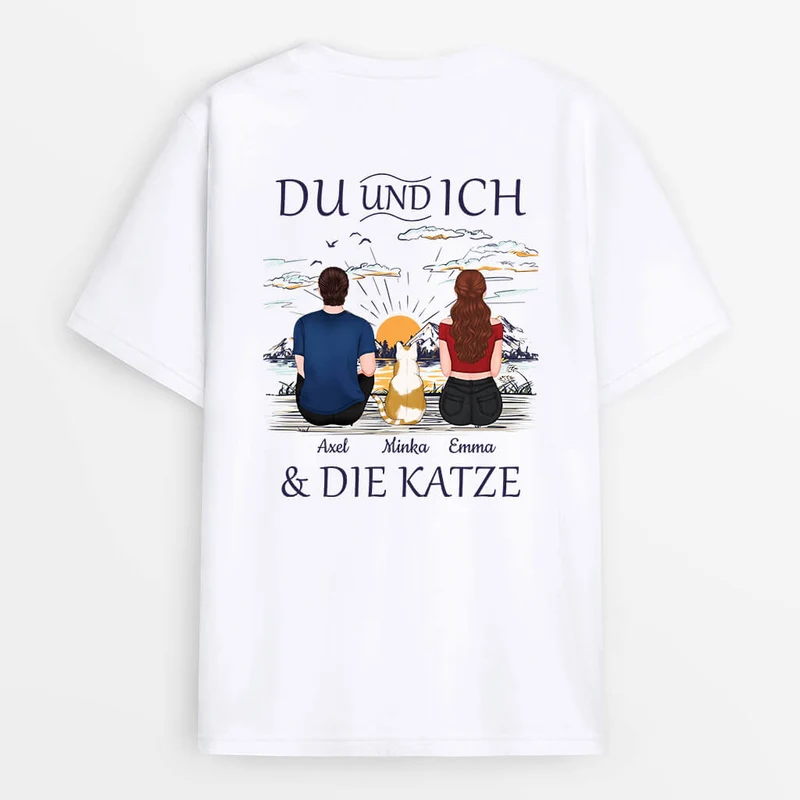 Du Ich Und Meine Katze Rückenseiten - Personalisiertes Geschenk | Rückenseiten T-shirt für Katzenliebhaber