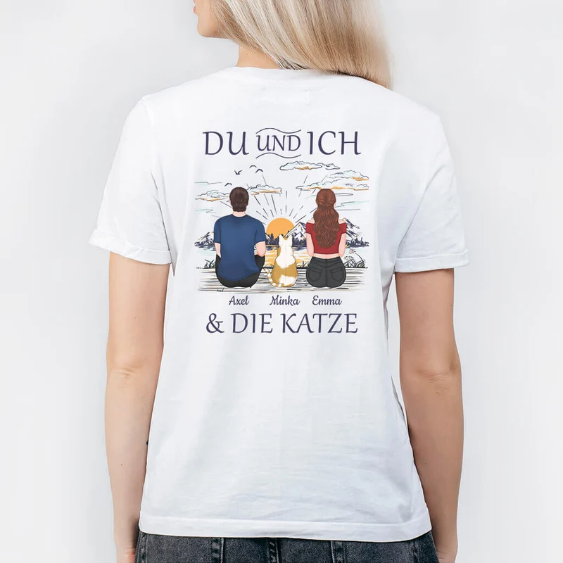 Du Ich Und Meine Katze Rückenseiten - Personalisiertes Geschenk | Rückenseiten T-shirt für Katzenliebhaber